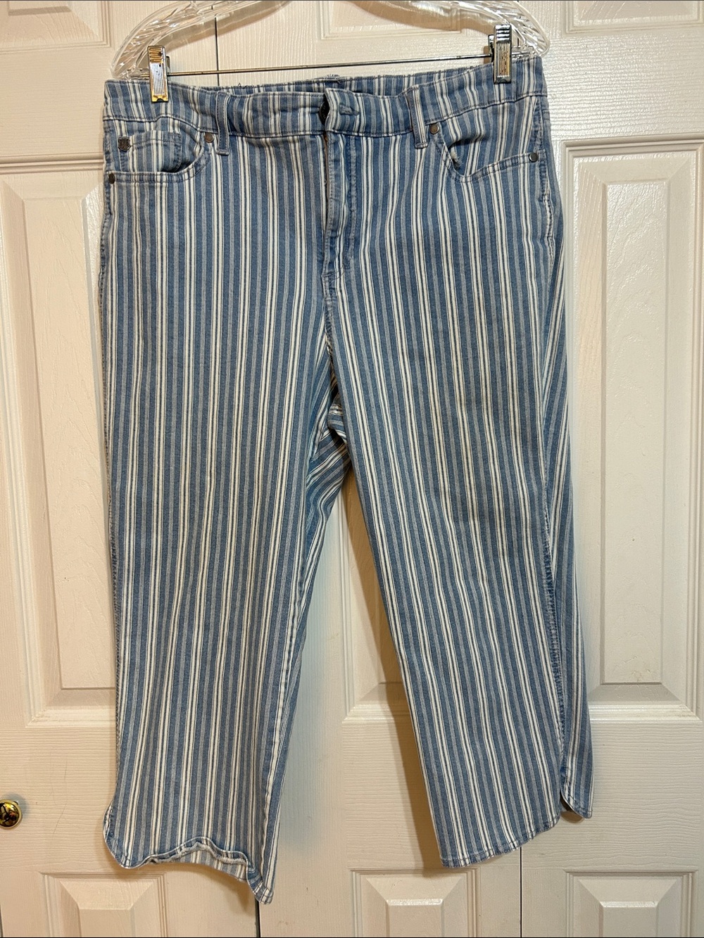 Bandolino Blue and White Striped Ankle Jeans
